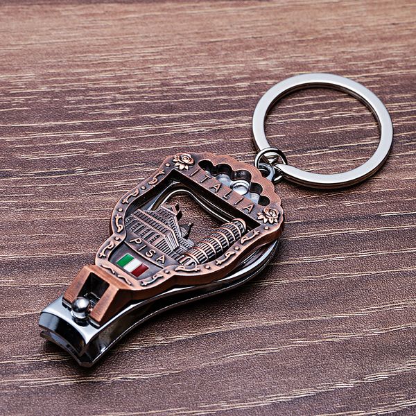 Vicney Neueste Italia Vintage Nagelknipser Schlüsselanhänger Schlüssel 3D Relief Schiefer Turm von Pisa Florenz Kathedrale Kette Italien Souvenirs