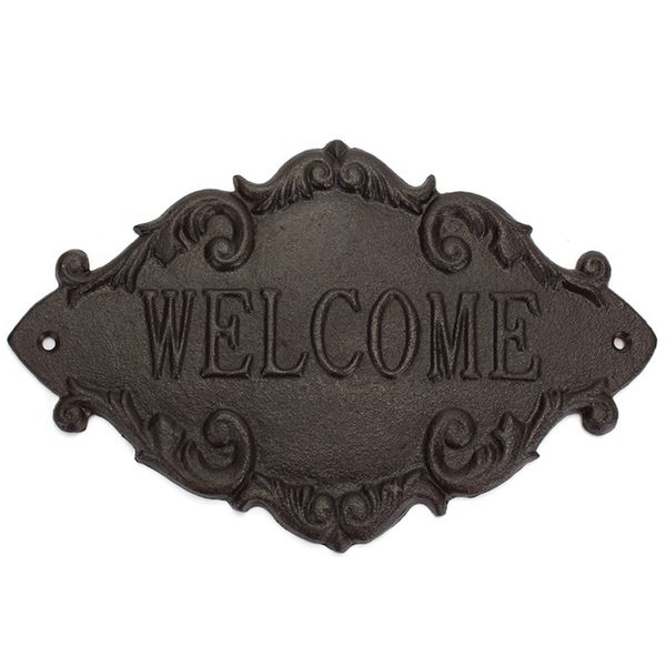

welcome decorative plaques creative retro shop signs cast iron country cottage house home garden wall outdoor hanging decor