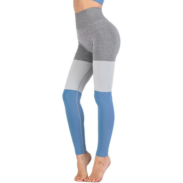 

yoga outfits pants women leggings sport stripe stitching pant high waist hip running trousers tights gym training femme fitness, White;red