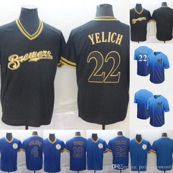 

Mens Milwaukee 22 Christian Yelich 4 Yadier Molina 19 Robin Yount 100% Stitched Brewers Baseball Jerseys Cheap Fast Shipping S-XXXL