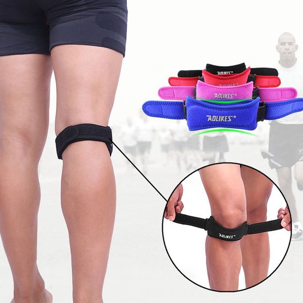 

new 1pcs adjustable knee patellar tendon support strap band knee support brace for running basketball volleyball sports kneepad, Black;gray