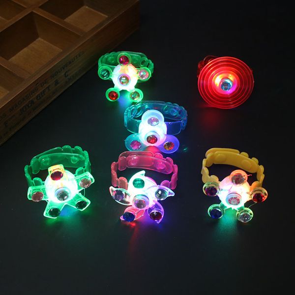 

children strap with luminous led lights glow in the dark manual rotating wristband flash gyro plastic toy fidget spinning top