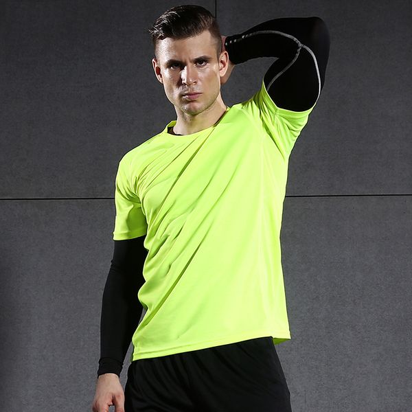 

short sleeve men running shirt fitness workout workout quick dry solid brethable sportswear willarde, Black;blue