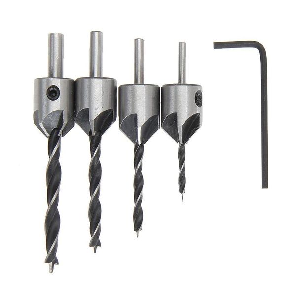 

4pcs hss 5flute countersink drill bit set screw woodworking chamfer tool 3