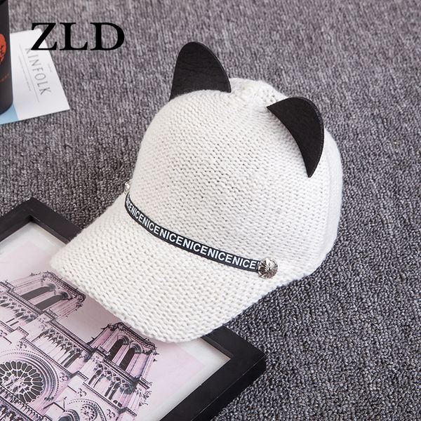 

zld new korean cat ears ribbon cap ladies letter patch hat outdoor cute sunscreen fashion wild baseball cap hats for women, Blue;gray