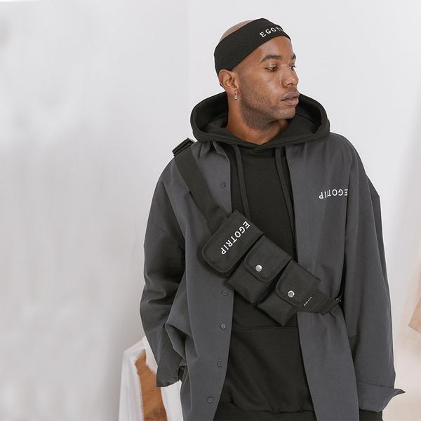 

new men hip hop waist bag boy multi pocket tactical waist pack male fanny pack fashion hip-hop canvas chest bags waterproof