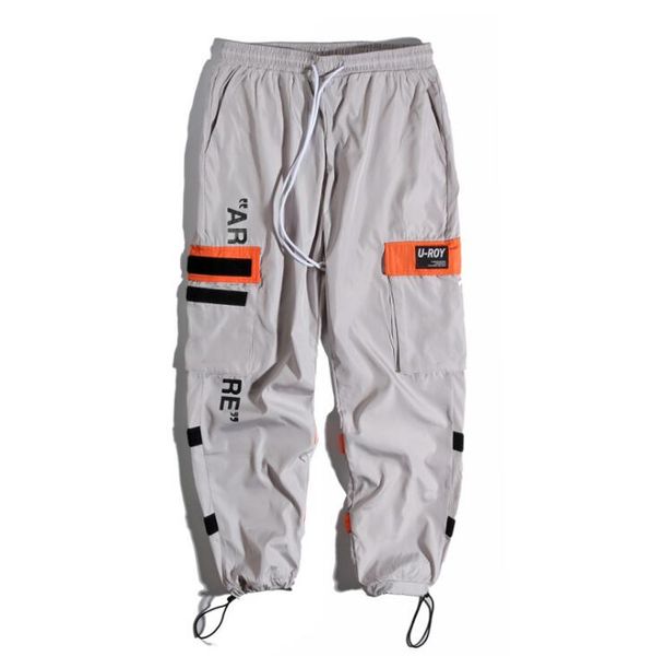 

mens side pockets cargo harem pants hip hop casual male tatical joggers trousers fashion casual streetwear pants, Black