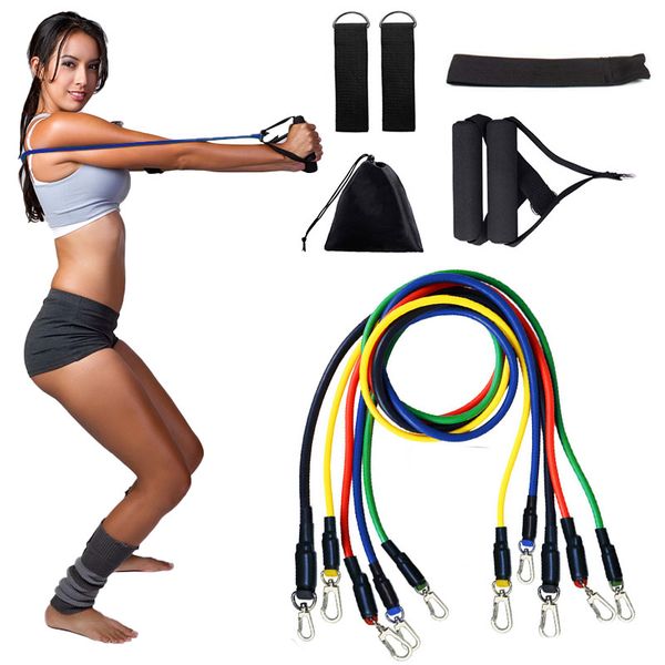 

resistance bands 11pcs/set pull rope loop tube elastic training ankle straps fitness exercises yoga thermal workout with bag