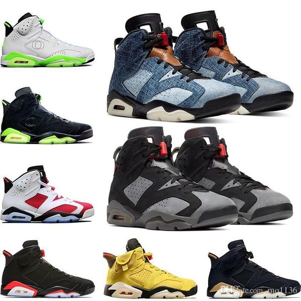 

washed denim 6 travis scotts 6s men basketball shoes black infrared psg 3m reflective mens trainers sports sneakers size 40-47 ing