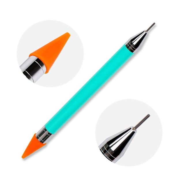 

1шт ногтей rhinestone picker pen расставить со сменным wax глава storage box акриловые ручки dual состава diy nail art design tool, Silver