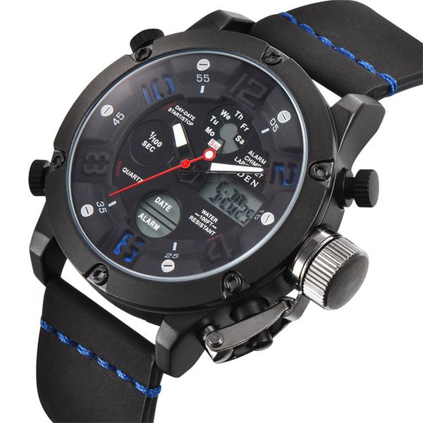 

digital business men's wristwatch 2019 sports watch men fashion leather watches with calendar for men black male hour gift, Slivery;brown