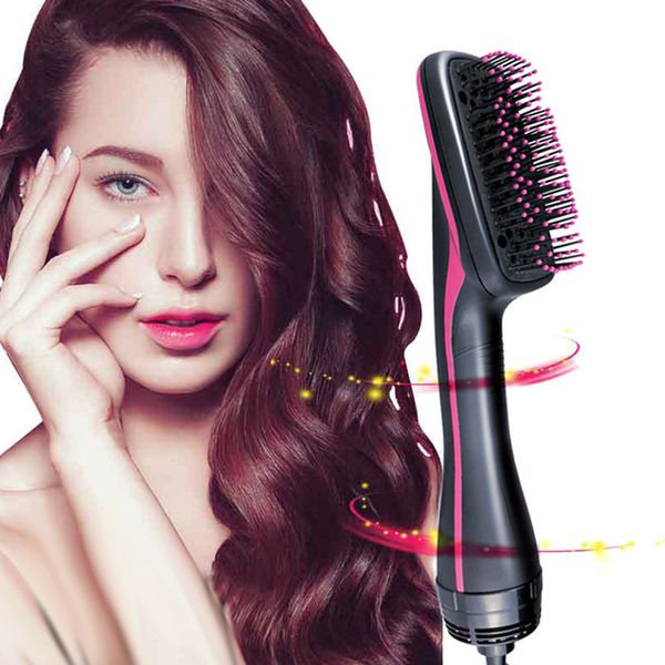 

air negative ion hair brush comb electric dryer brush 2 in 1 hair styler infrared non hurt comb straightener, Black
