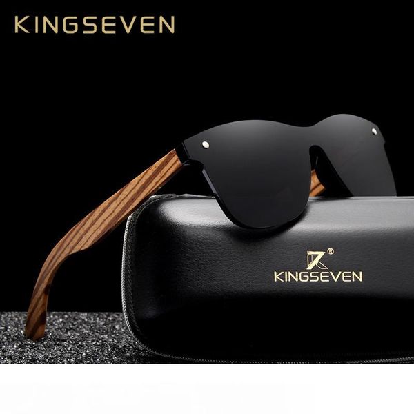 

kingseven 2019 polarized square sunglasses men women zebra wooden frame mirror flat lens driving uv400 eyewear mx190723, White;black