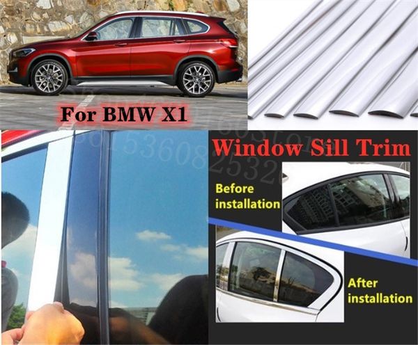 

puou high-quality car full window pillar trim cover stainless steel chrome decoration for x1 2016-18 car styling