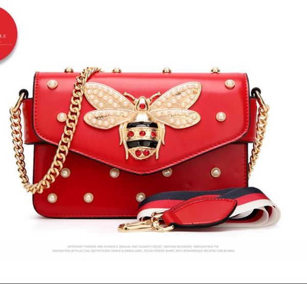 

designer shoulder bag women luxury designer new spring summer pearl chain bee small square bag tide bag star mini womens bags #er