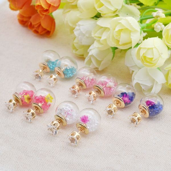 

botanical natural jewelry glass container floral pendant earrings real dried flower earrings, Golden