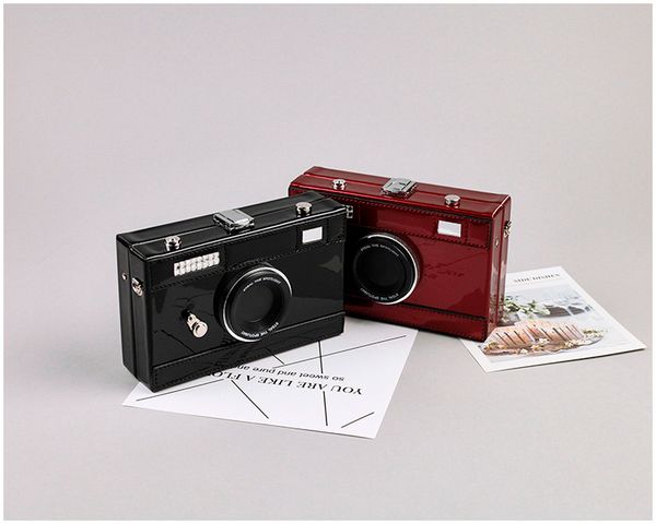

new fashion women camera-like leather shoulder bag solid color casual wild crossbody bags chain weird bags #xm5