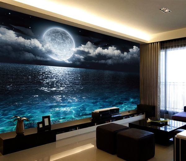 Moderno 3d foto papel de parede linda vista noite starry sky wall papers casa decoração interior sala de estar teto lobby mural papel de parede