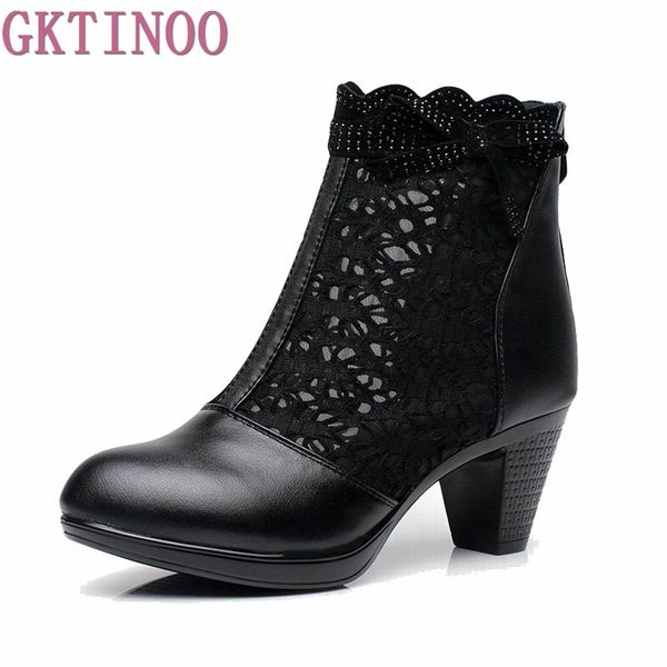 

women summer 2019 ankle boots for women black ankle womens boots genuine leather lace autumn spring high heel