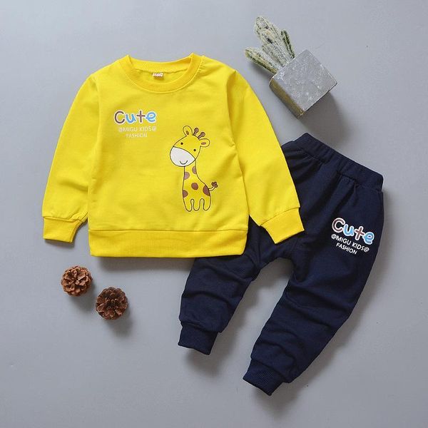 

baby girls clothescute deer letter suits baby boys clothing sets children suits clothes 2pcs t-shirt pants kids set spring fall, White