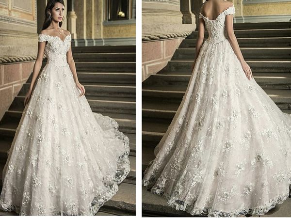 

ivory ball gown lace off shoulder mariage modest wedding dresses 2019 new vintage luxury wedding dress bridal gowns, White