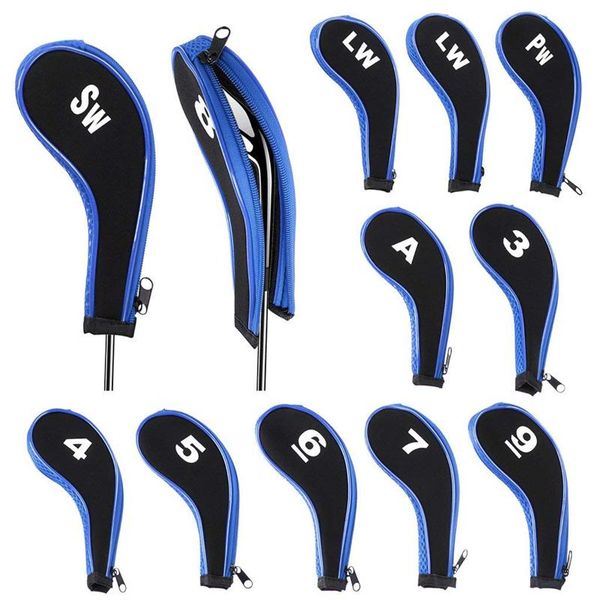 

golf iron head cover club heads protector wedge headcovers long neck with zip