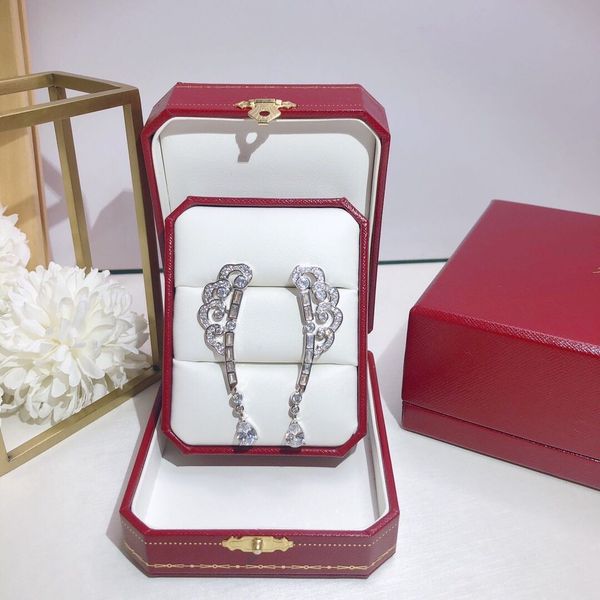 

s925 sterling silver luxury and gorgeous infinite earrings, au750 material 18k gold-plated permanently discoloration, high-end diamond earri, Golden