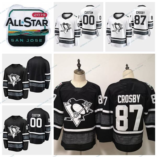 

2019 all star game pittsburgh sidney crosby stitched jerseys mens black white customize #87 sidney crosby hockey jerseys s-xxxl, Black;red