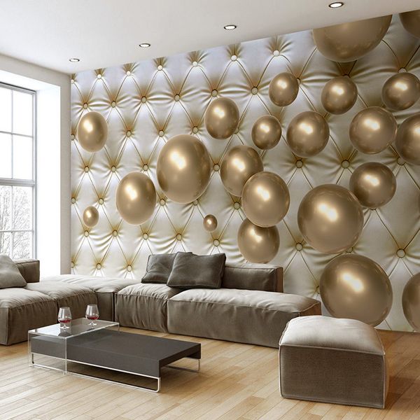 Sfondo Wallpaper Art 3D carta da parati moderna astratta murale Pallone d'Oro posteriore molle foto soggiorno Home Decor Moda Interior 3D