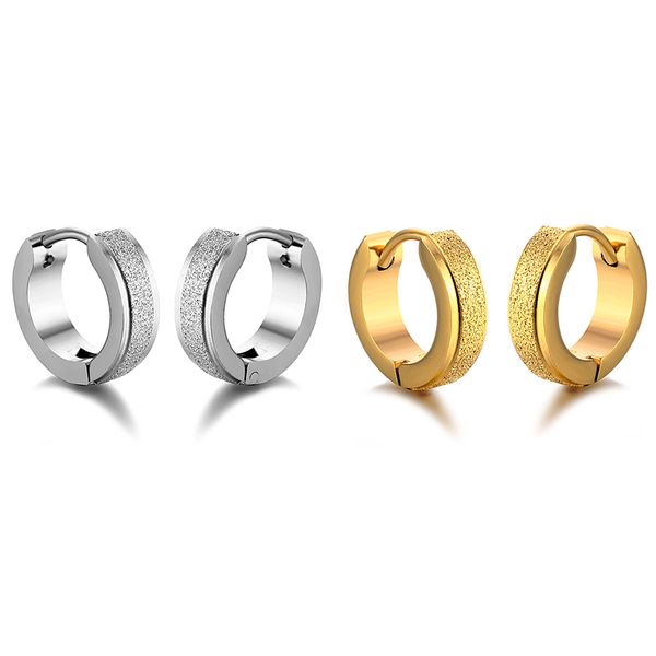 

semitree 316l anti-allergic titanium steel buckle earrings for women trendy fashion stainless steel men punk fashion jewelry, Golden