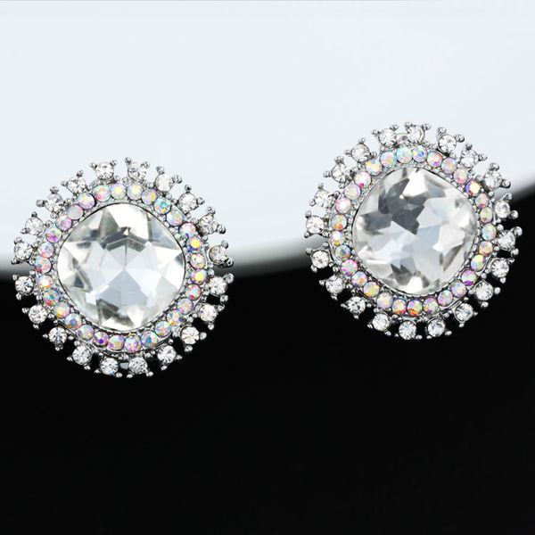 

clip on earrings 2019 new korean sun flower shine zircon clip earrings without piercing non pierced hole for women party gift, Silver