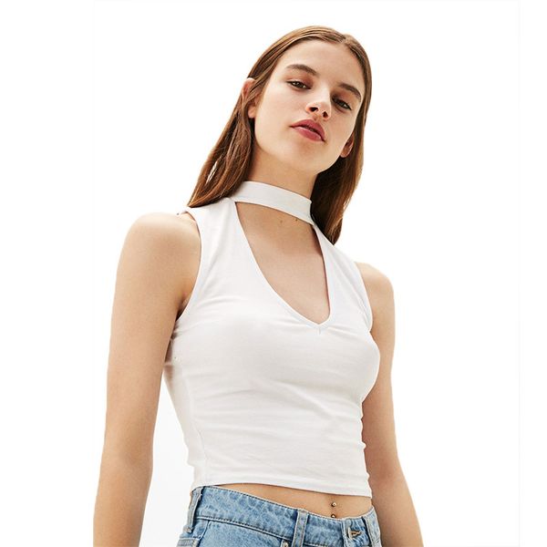 

womens designer off-shoulder deep tight casual halter camisole female summer solid color slim, White