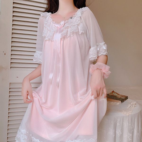 

woman robe nightgown long sleepwear vintage elegant homewear ladies long dress full length nighties, Black;red