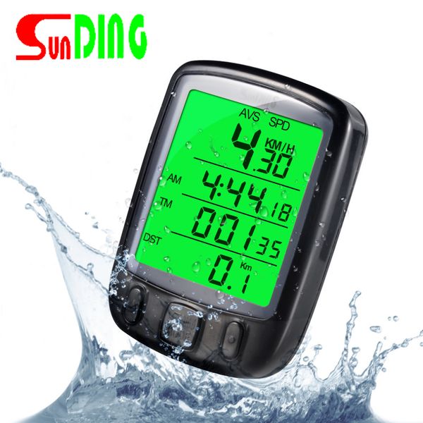 

new style sunding 2019 sd 563b waterproof lcd display cycling bike bicycle computer odometer speedometer with green backlight
