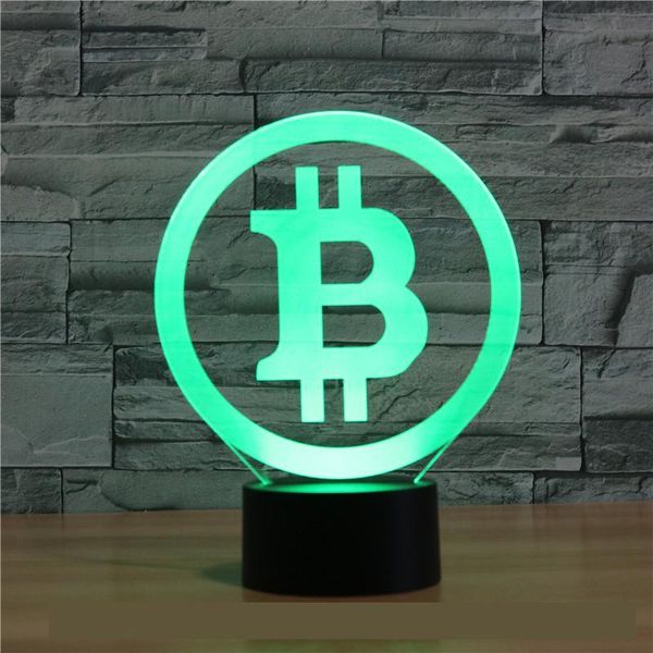 

new bitcoin 3d lamp seven color touch led visual gift decoration desk led night light lovely 7 color change 3d light