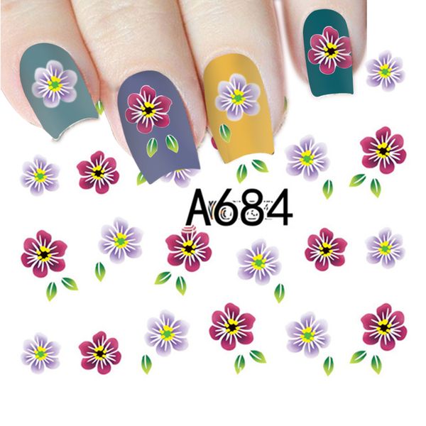 

gam-belle 1pc colorful rose feather tattoos nail decals water transfer stickers nail art decorations beauty manicure tool, Black