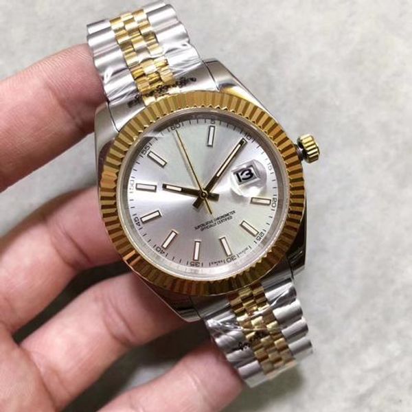 

лучшие продажи 41 мм datejust часы мужские механические автоматические часы reloj бизнес мода стали застежка из нержавеющей стали мужские ча, Slivery;brown