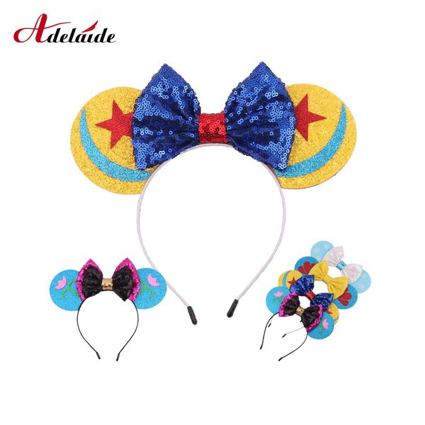 

cartoon mouse ears hairband christmas headband with sequin hair bows for kids girls cute bow headband hair hoop accessories