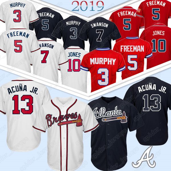 

44 Hank Aaron Atlanta Jersey Braves 10 Chipper Jones 13 Ronald Acuna Jr. 5 Freddie Freeman 3 Dale Murphy Jerseys 2019