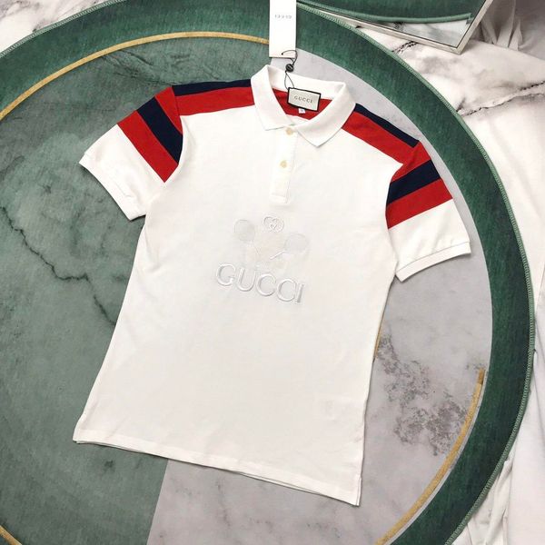 

20ss new luxurious brand guchi embroidery tennis racket polo designer short sleeve tee breathable shirt streetwear tshirt outdoor t-shirt, White