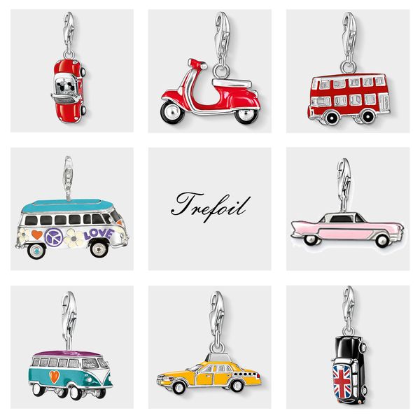 

red motorcycle sports car bus taxi charm pendant,jewelry 925 sterling silver gift for women men boy girl fit bracelet necklace, Bronze;silver