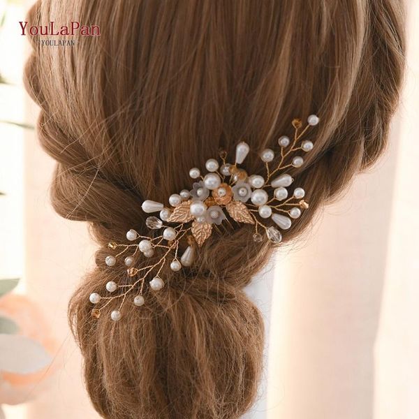 

ueen wholesale hair accessories bridal hair jewelry golden bridal comb rhinestone clips wedding pins hp138, Golden;white
