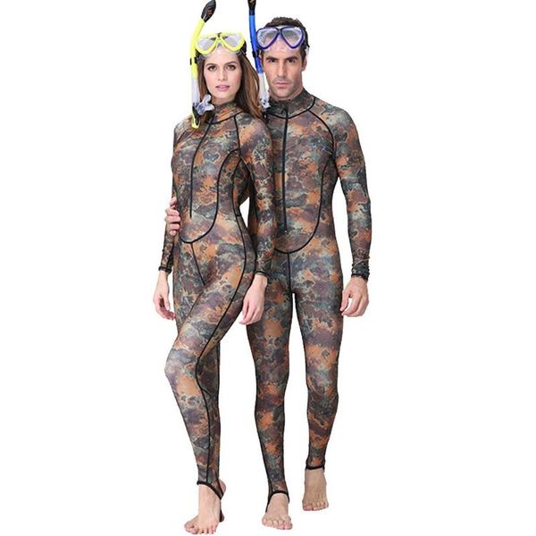 

hobbylane men and women 3mm camouflage fashion neoprene one-piece wetsuit zipper closure sunscreen diving suit swimwear hot