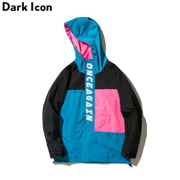 

color block fashion patchwork trend men's jackets autumn thin style casual jacket men with hoodie new autumn, Black;brown