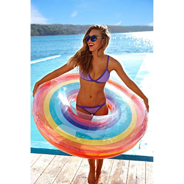 

6 styles rainbow swimming ring inflatable pool float with hand swimming circle for kids and adults floating ring swiming wheels