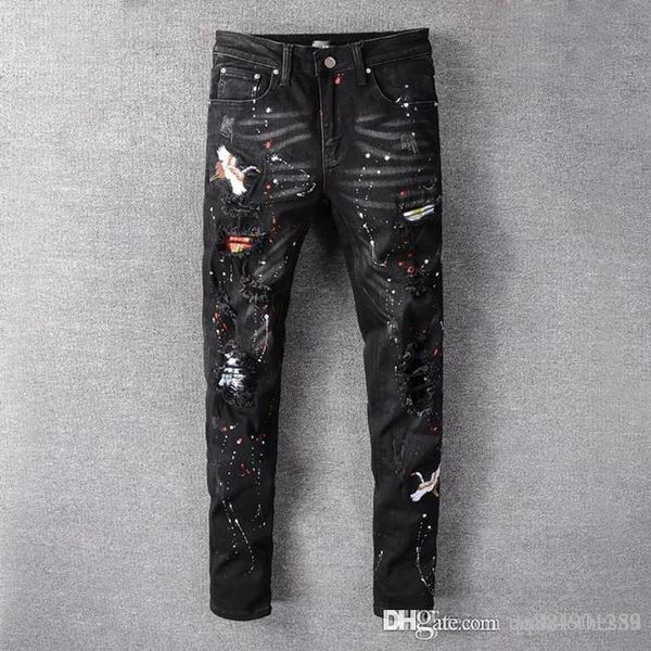 

2020 men designer pants distressed ripped biker designer jeans hommeslim fit motorcycle biker men s luxury designer denim jeans