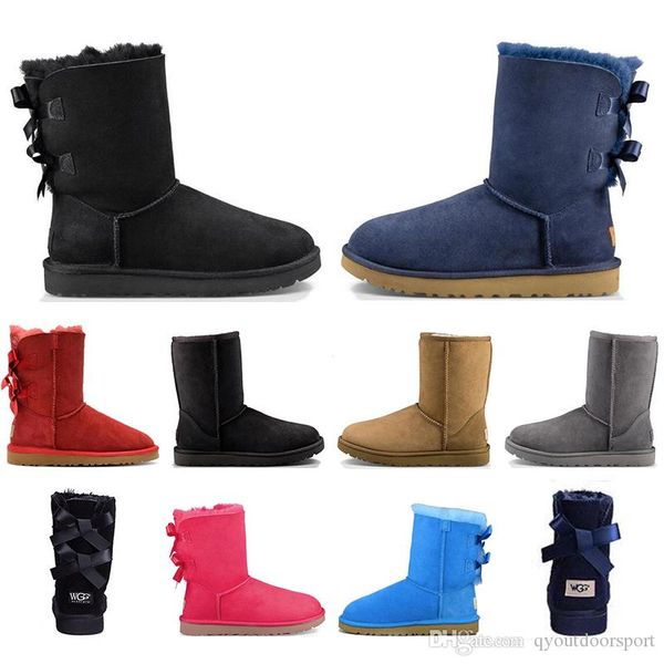 

with socks australia boots for women classic ankle short bow fur boot snow winter triple black chestnut blue grey fashion women shoes, White;red