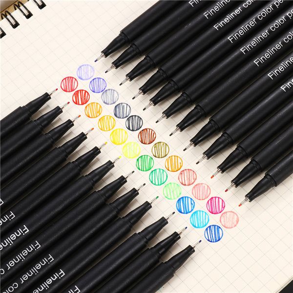 

0.4mm Micron Liner Marker Pens 12 Colors Fineliner Pen Water Based Assorted Ink For Painting School liners for drawing