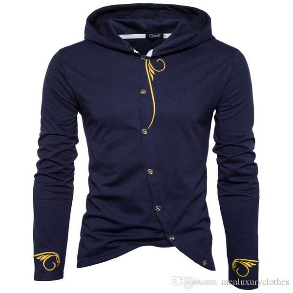 

new eu size mens hoodies embroidery designer buttons design clothing sweatshirts, Black