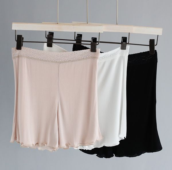 

2019 summer women soft cotton seamless safety short pants quality under skirt shorts modal ice silk breathable short tights, Black;pink